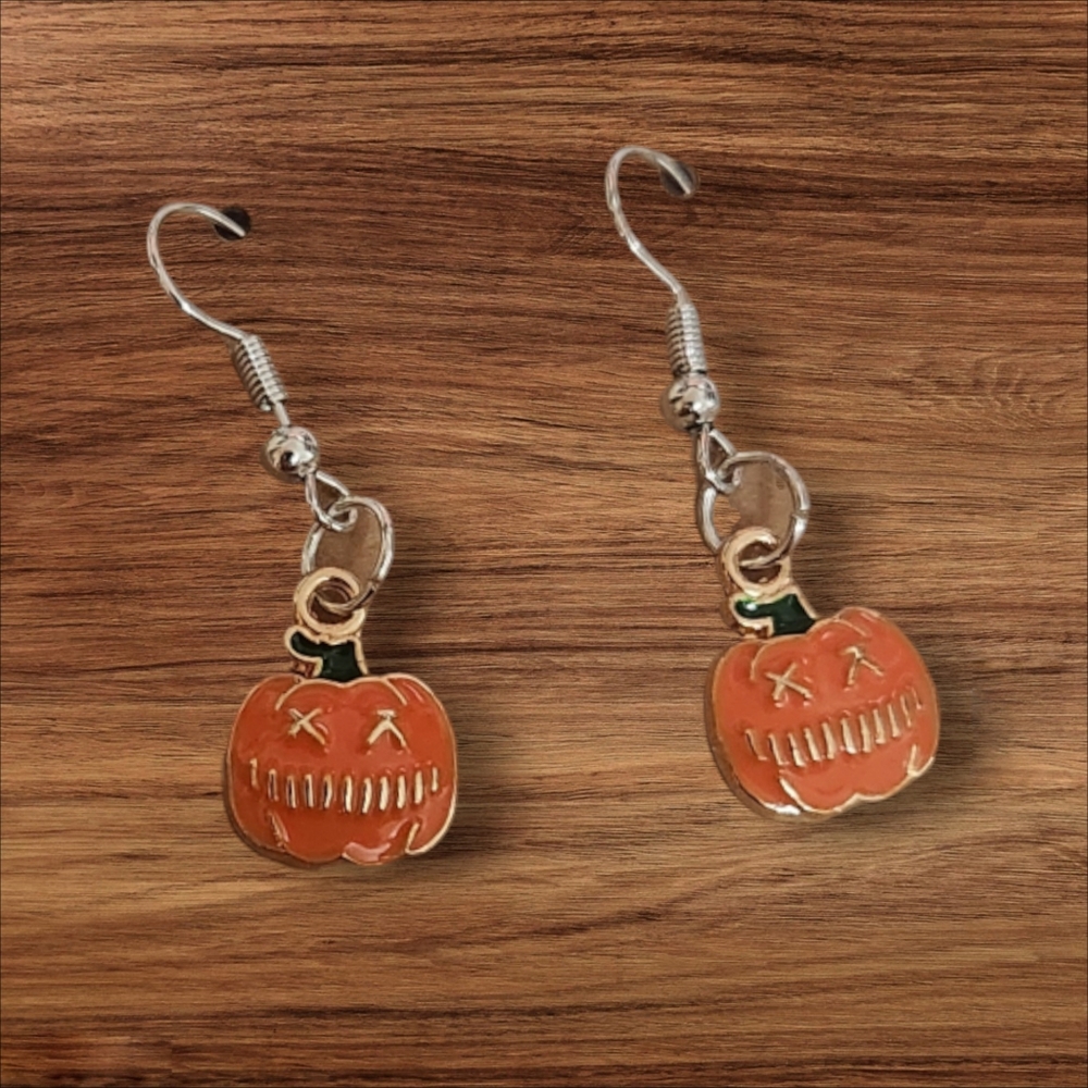 Jack O Lantern Pumpkin Earrings